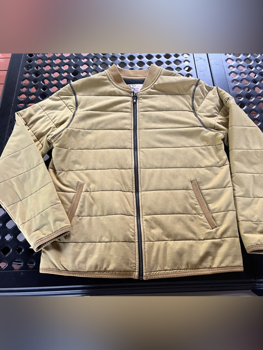 Men's Quilted Zip-Up Jacket in Mustard